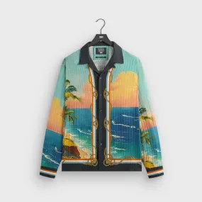 Giorgio Armani & Kith Ornamental Print Long Sleeve Thompson Camp Collar Shirt - Multi Business casual Durable Material