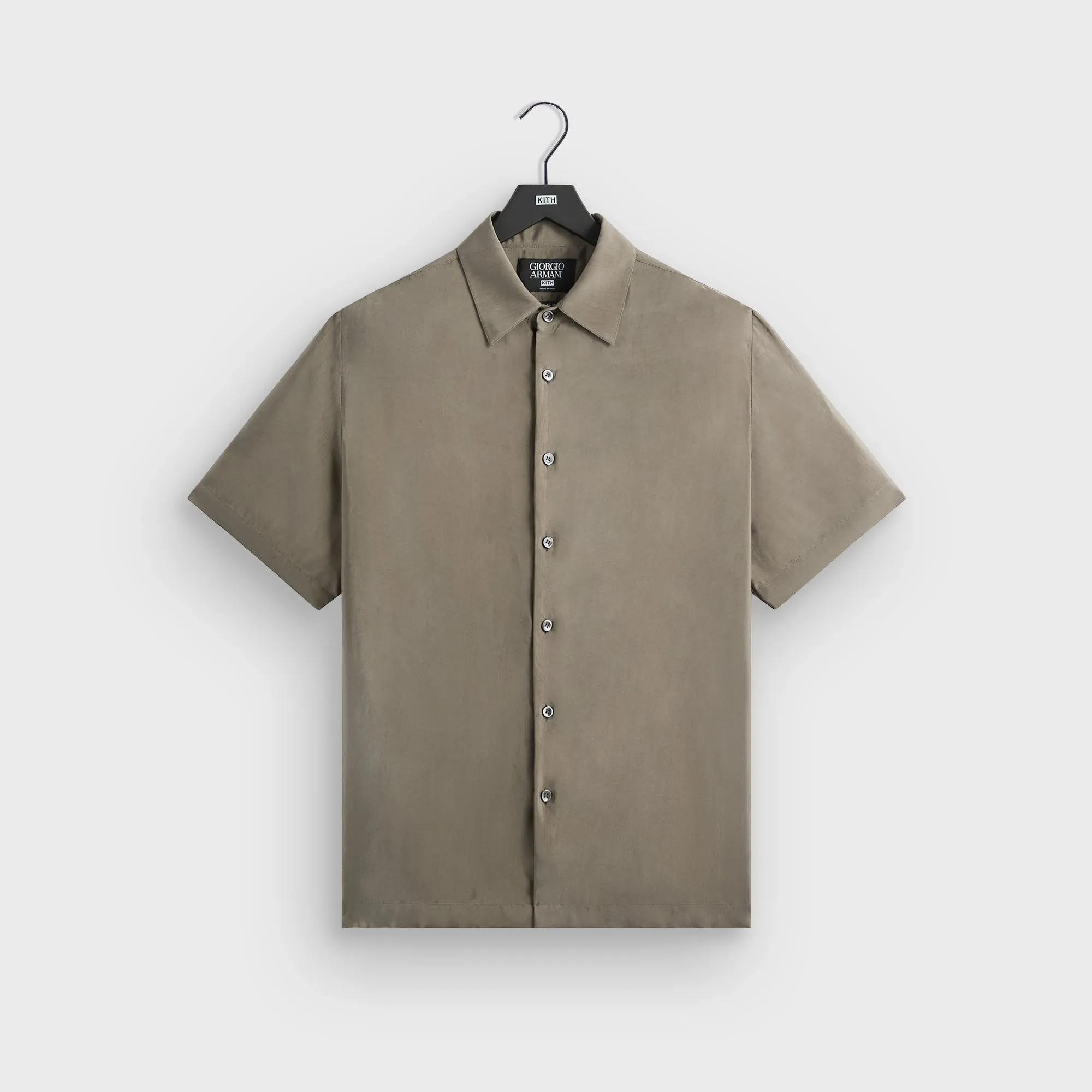 Sporty Look Giorgio Armani & Kith Silky Short Sleeve Button Up - Gravel
