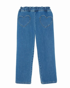 Girl's Duck Pure Cotton Denim Trousers In Blue Urban Style