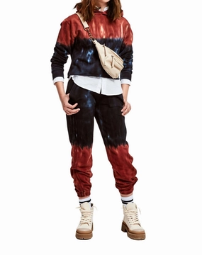 Ultra Soft Girl's Fiery Tie Dye Jogger In Black,rust