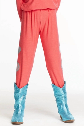 SoftLining Girl's I Love Smiles Sweatpants In Flame