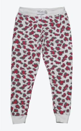 Girl's Leopard Joggers In Pink/grey Denim finish