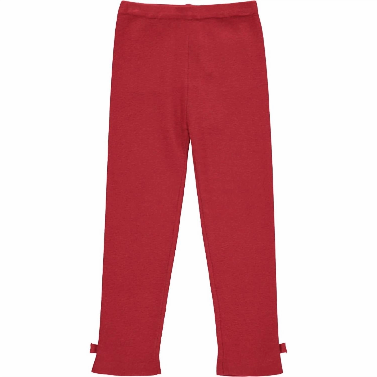 Girl's Olive Leggings In Burgundy Effortless Look Softened Hem