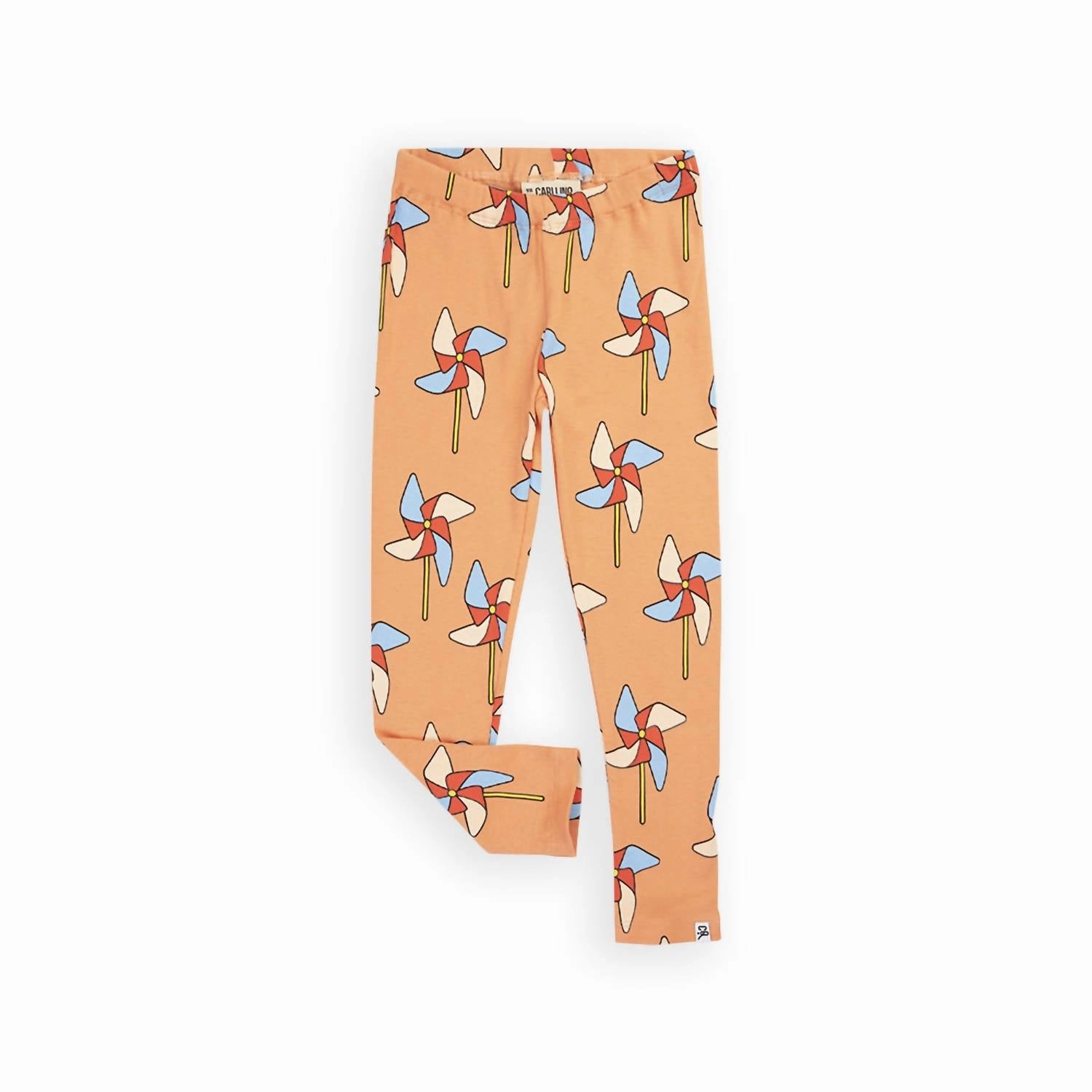 Stretchable Girl's Printed Legging In Peach