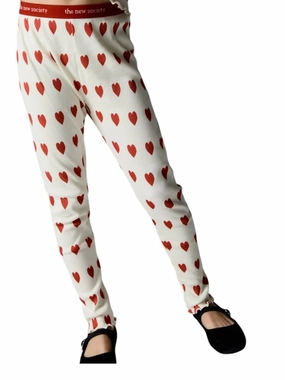 Girl's Singapore Love Motif Leggings In White/red Layered Look BreathableFabric