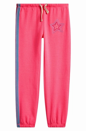 Girl's Star Jogger In Neon Pink Snag Proof Fabric Durable Material