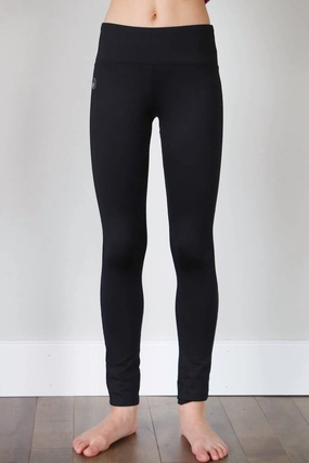 Girls' Active Leggings In Black AdjustableDrawstring