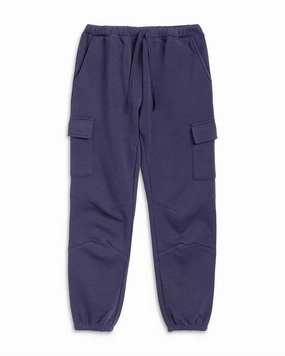 Girls' Cargo Joggers In Deep Navy Stretch Fabric