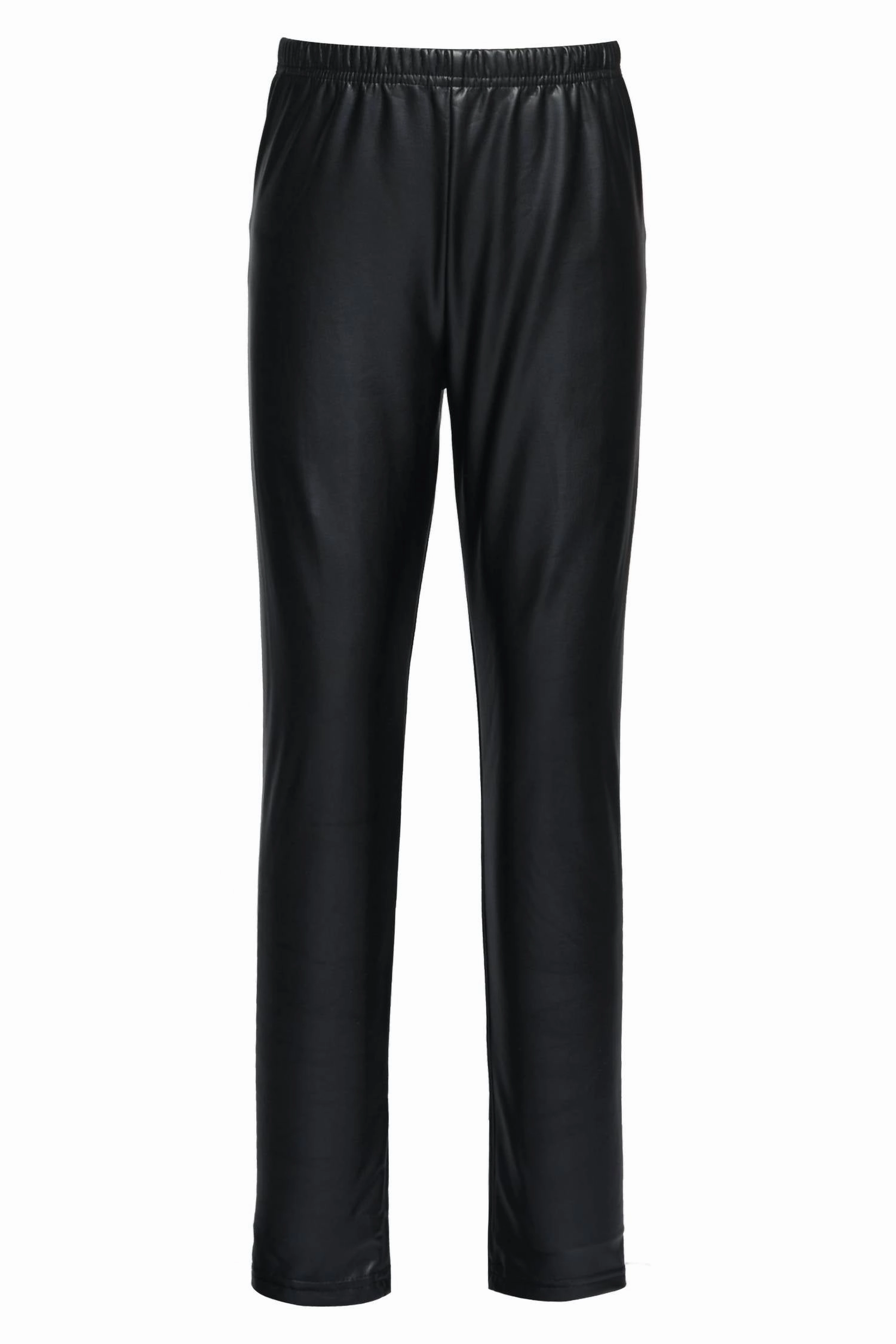 Girls' Faux Leather Pull On Legging In Black Adjustable Closure HypoallergenicFabric