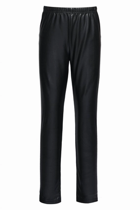 Girls' Faux Leather Pull On Legging In Black Adjustable Closure HypoallergenicFabric