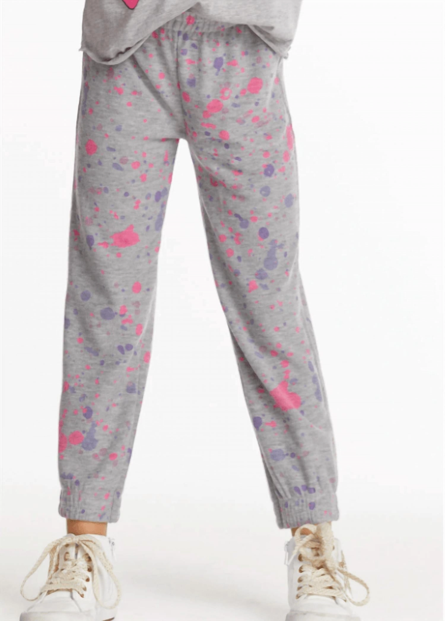 Girls Splatter Paint Pant In Heather Gray Durable Construction Thermal Regulating