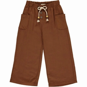 Girls Wide Leg Pant In Rust Bi Stretch Fabric Breathable Stretch