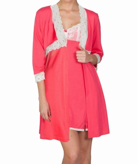 Flatlock stitching Giselle Short Robe In Rouge