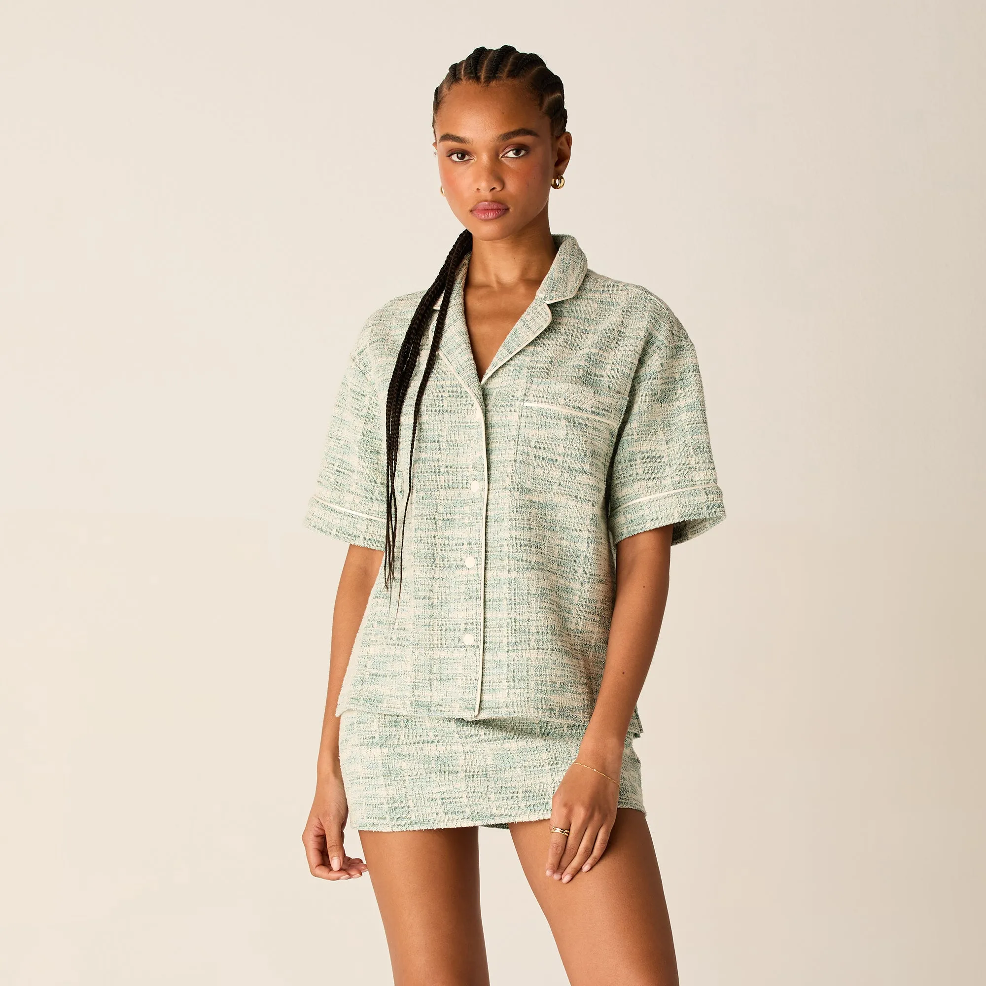 Inner Layer Kith Women Tweed Camp Shirt - Mykonos
