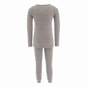 Gray Striped Modal Outfit Durable Reinforced Seams Crew Neckline