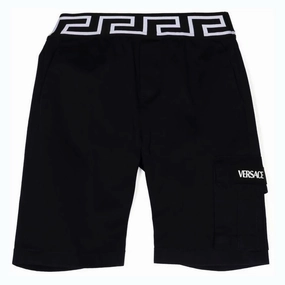 Navy Blue Greca Waistband Shorts QuickReleaseBuckle Petite Fit