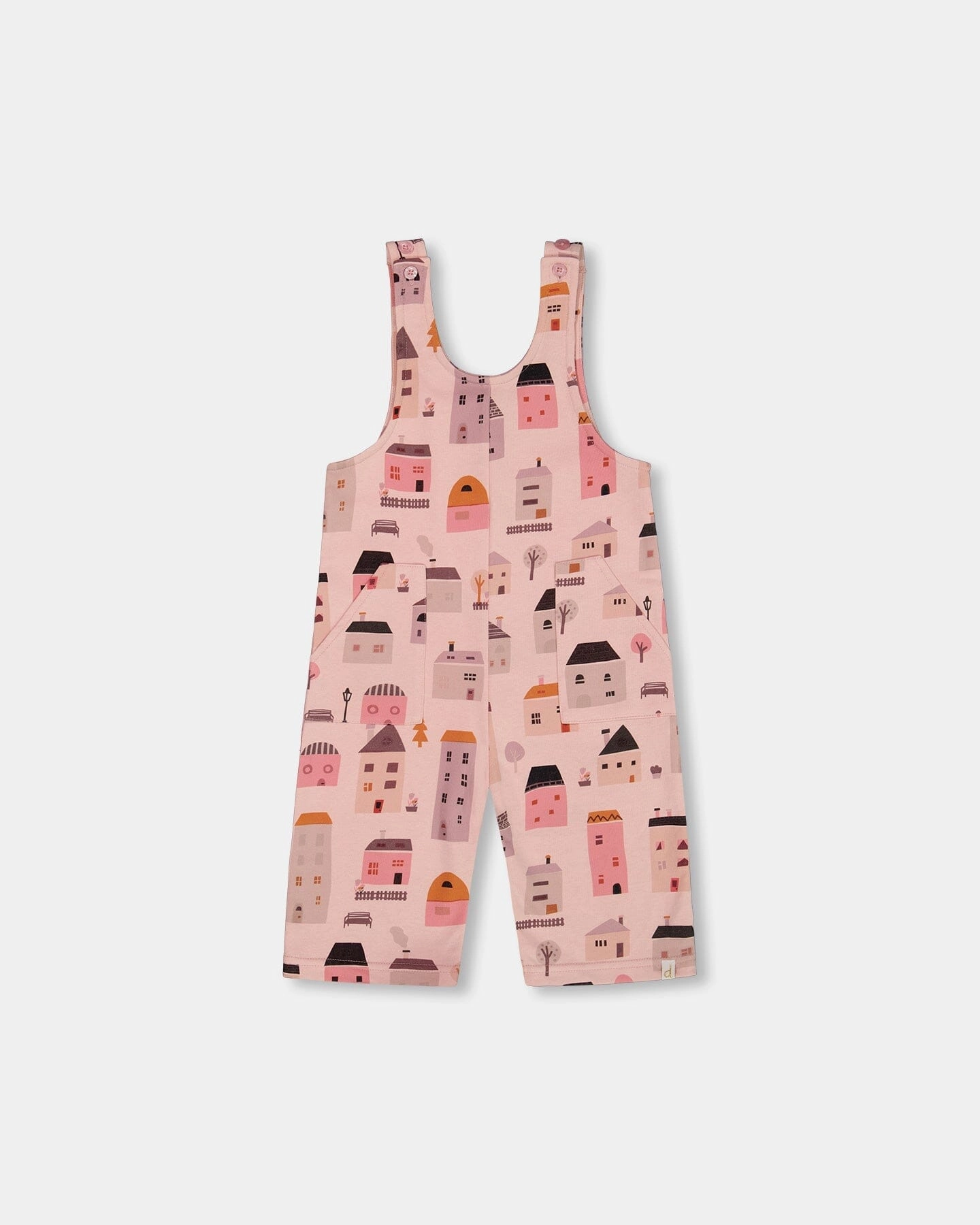 Printed French Terry Overalls Pink And Coral Houses Office Wear