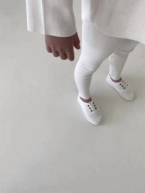 Kid's Rib Leggings In Natural White Timeless Style Layered Protection