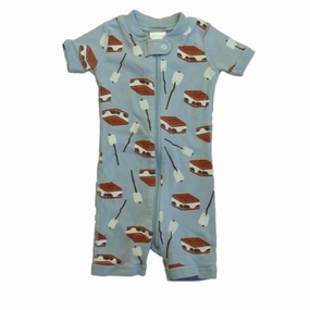 Hanna Andersson Boys Blue Smores 1-piece Non-footed Pajamas Oversized Comfort