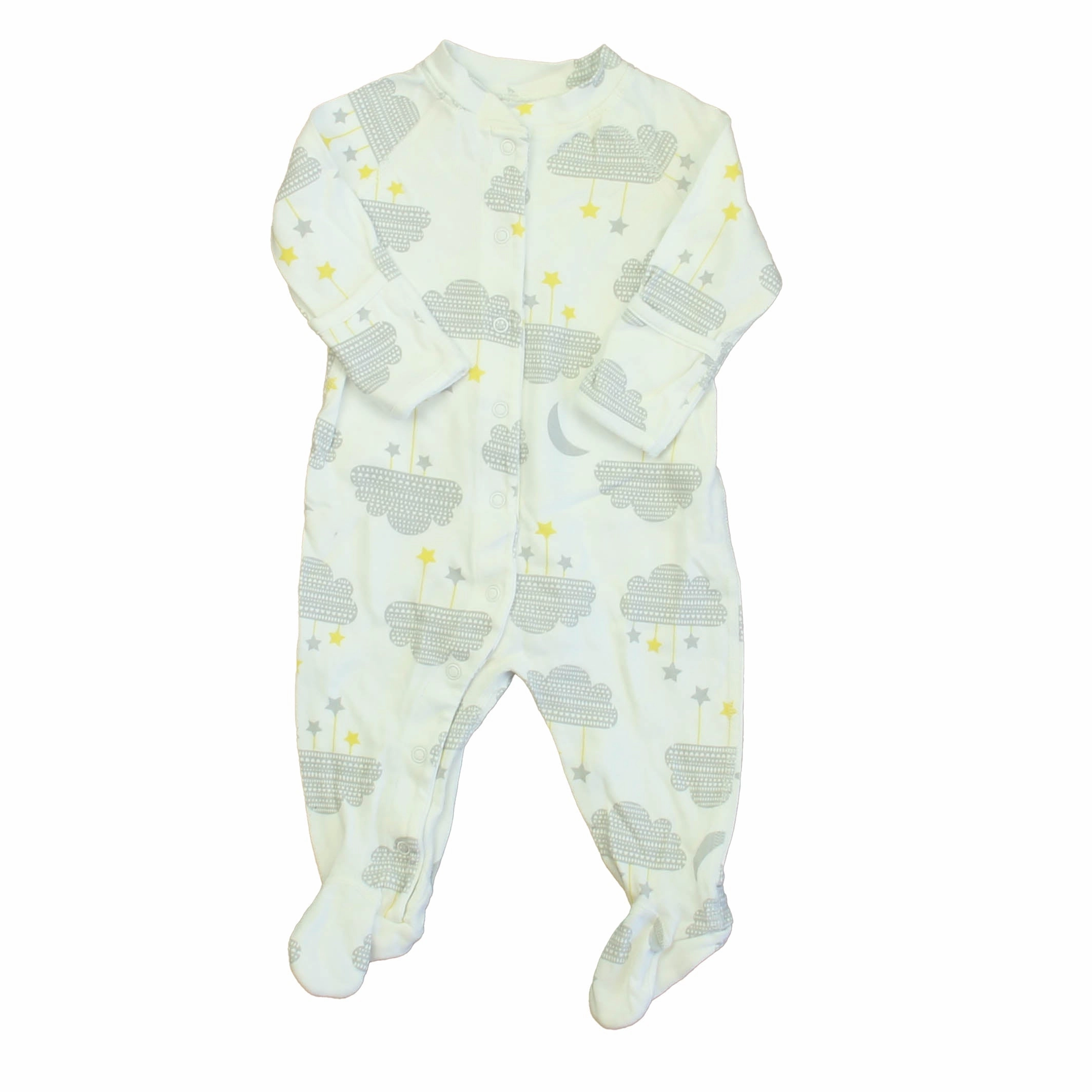 Layered Look Design Hanna Andersson Unisex Ivory | Gray Clouds 1-piece footed Pajamas