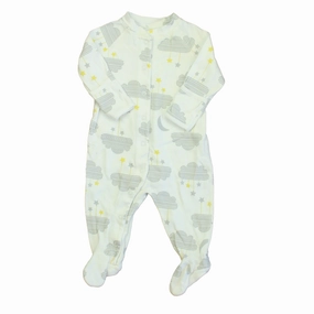Layered Look Design Hanna Andersson Unisex Ivory | Gray Clouds 1-piece footed Pajamas