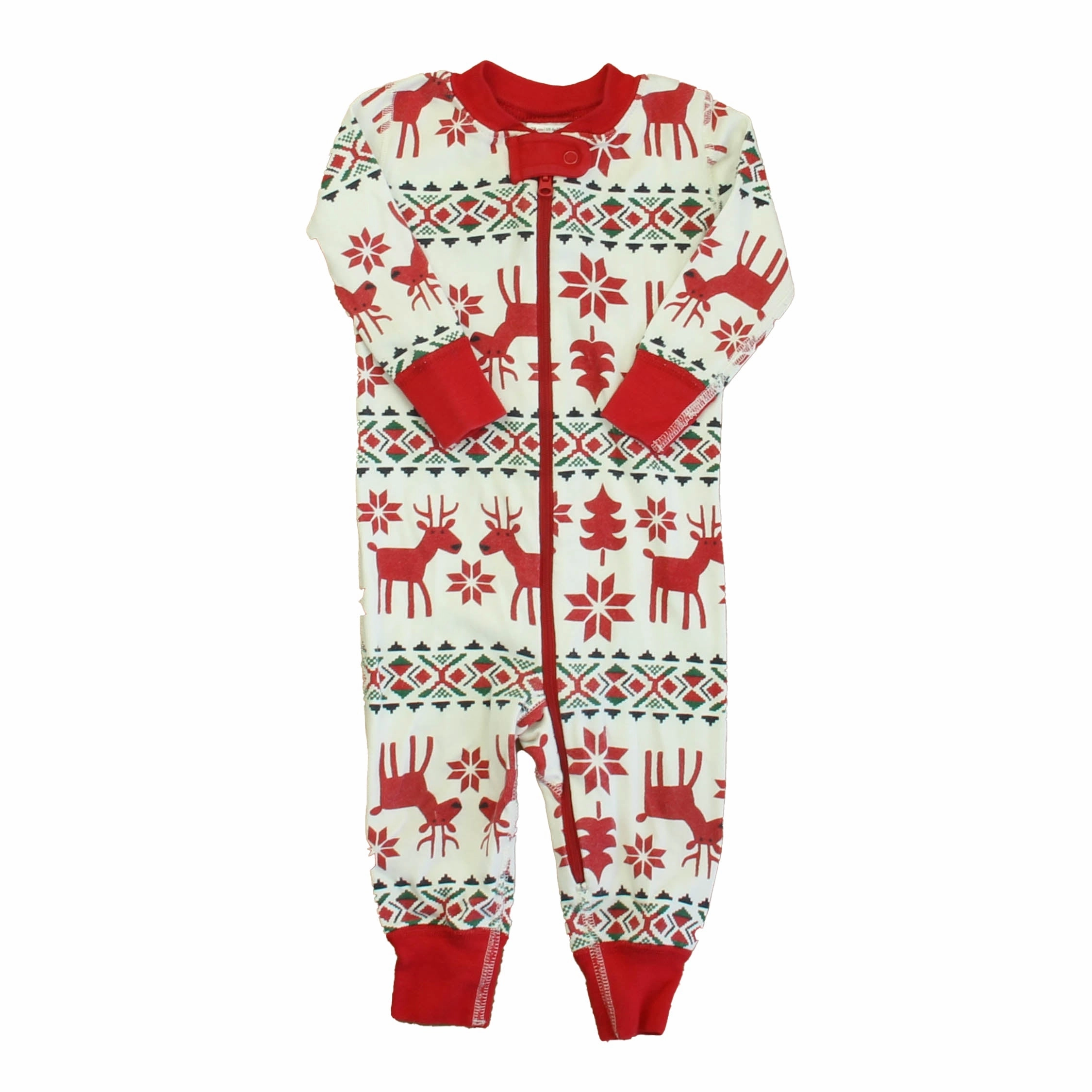 MultiPurpose Loungewear Hanna Andersson Unisex Ivory | Red Reindeer 1-piece Non-footed Pajamas
