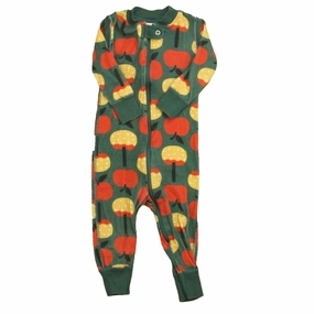 Hanna Andersson Unisex Teal | Red Apples 1-piece Non-footed Pajamas Double Needle Stitching Non Restrictive Waistband