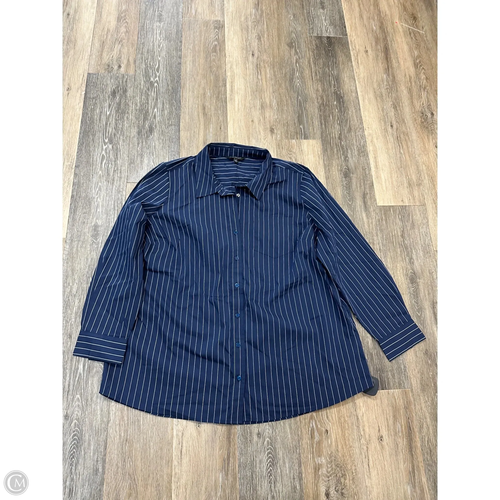 PocketDetails Blouse Long Sleeve By Liverpool In Blue, Size: 2x