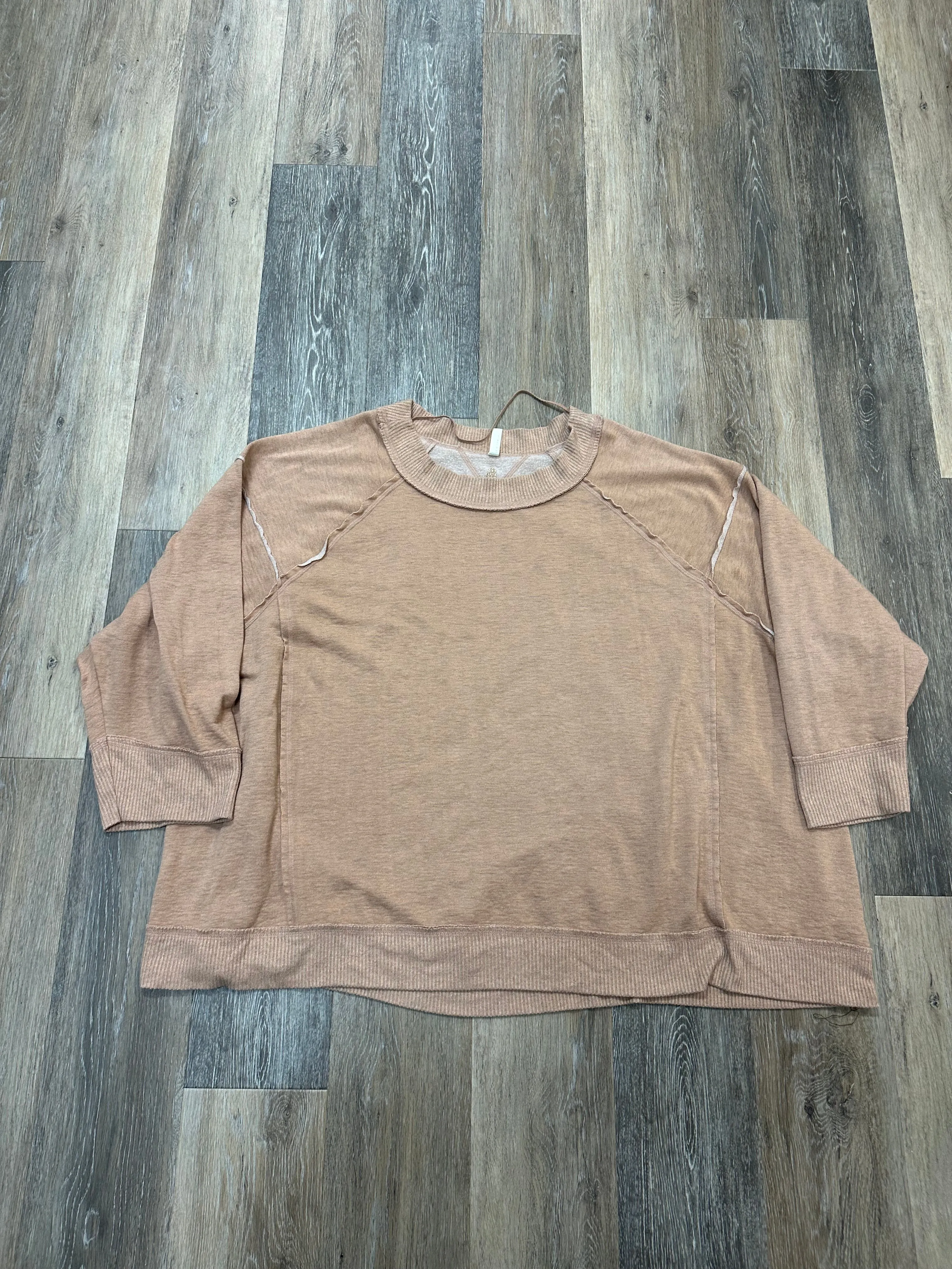 Double Stitched Hems Sweatshirt Collar By Free People In Tan, Size: M