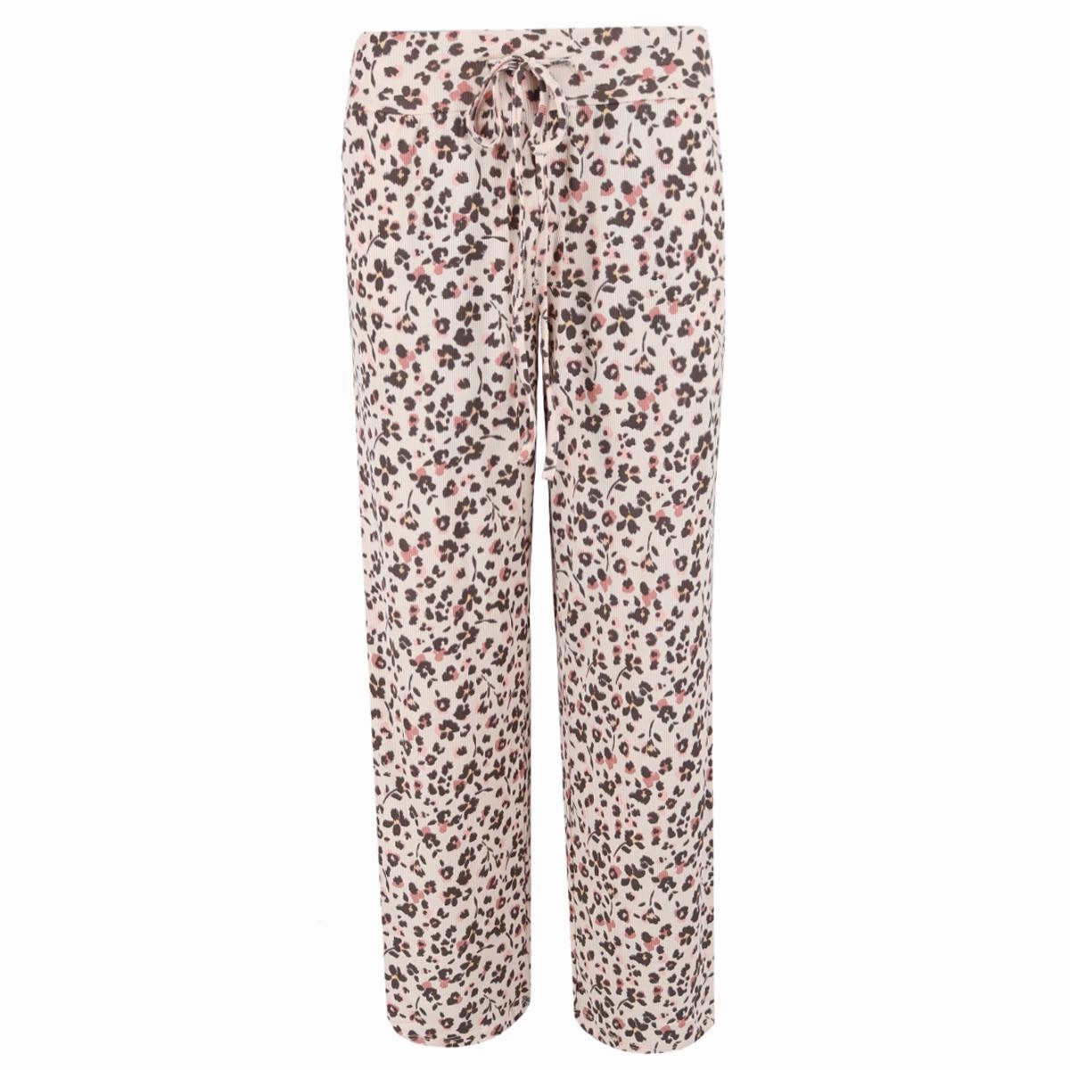 Tencel Blend Women's Ribbed Patterned Open Bottom Lounge Pants