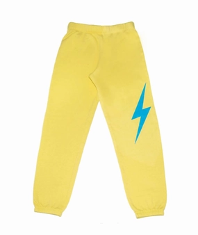 Girls' Palisades Bolt Sweatpants In Lemon Chilly Day Comfort Quick Conversion Hem