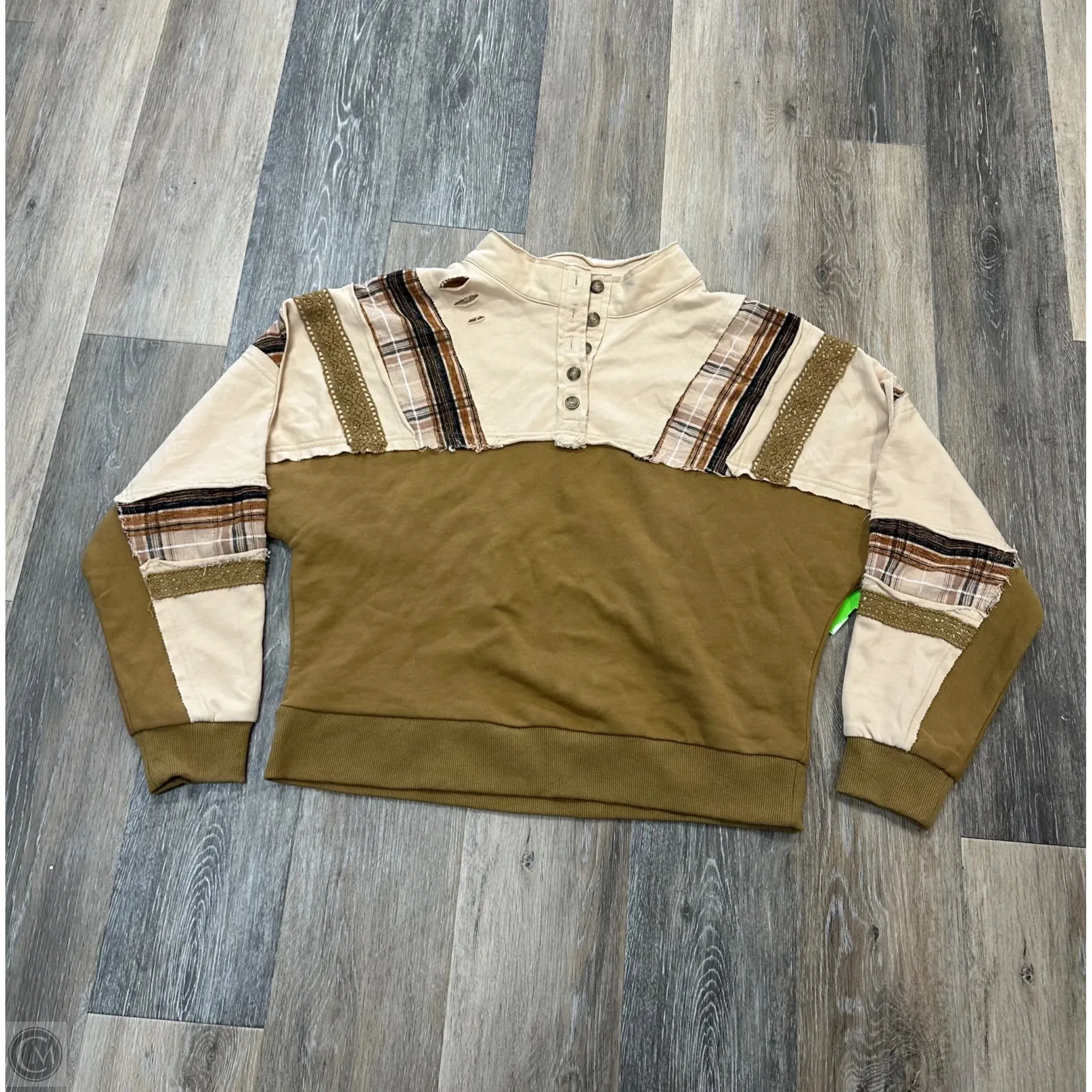LayeredPanel Top Long Sleeve By Miss Me In Cream, Size: S
