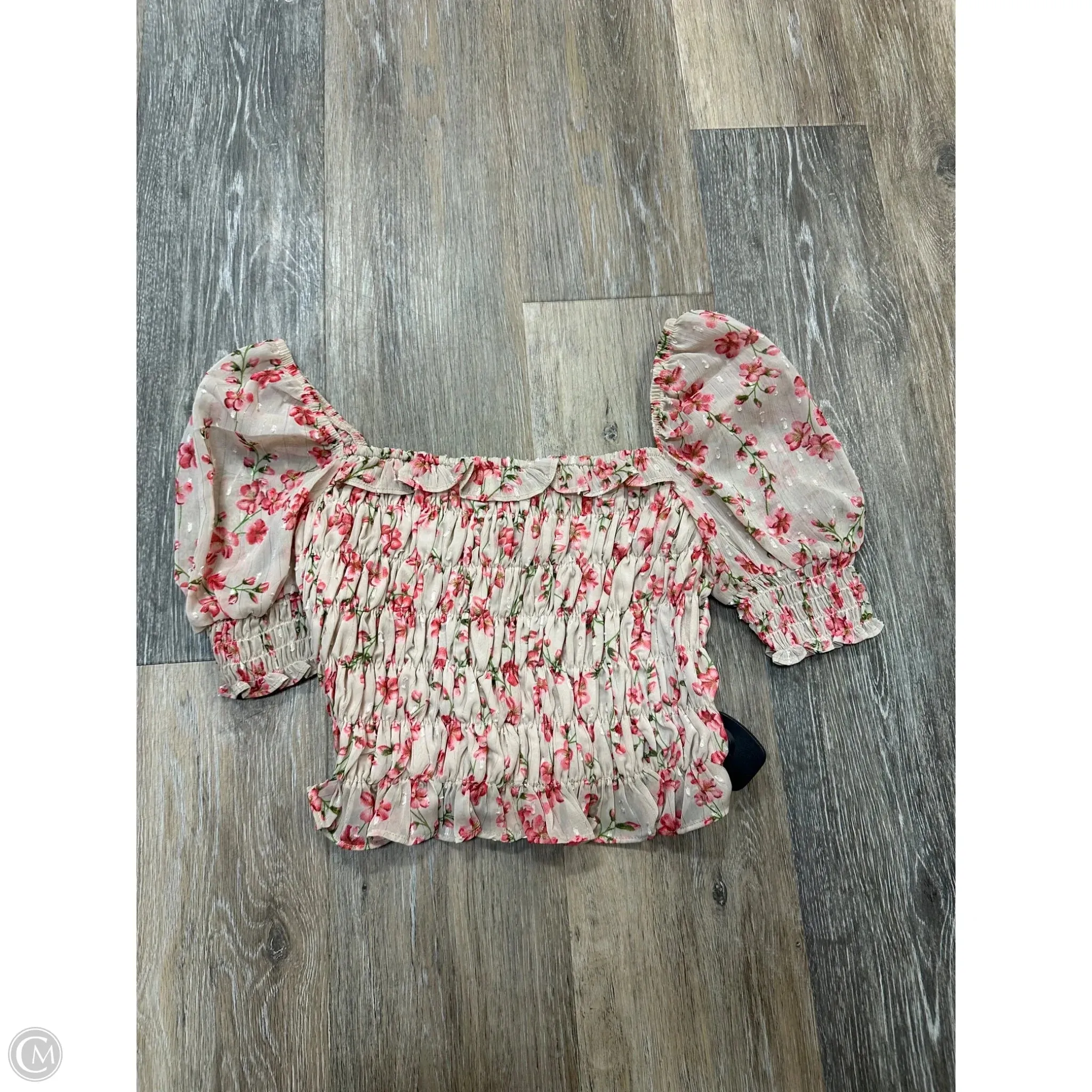 FrictionResistant Trim Top Short Sleeve By Happy Girls In Floral Print, Size: 2