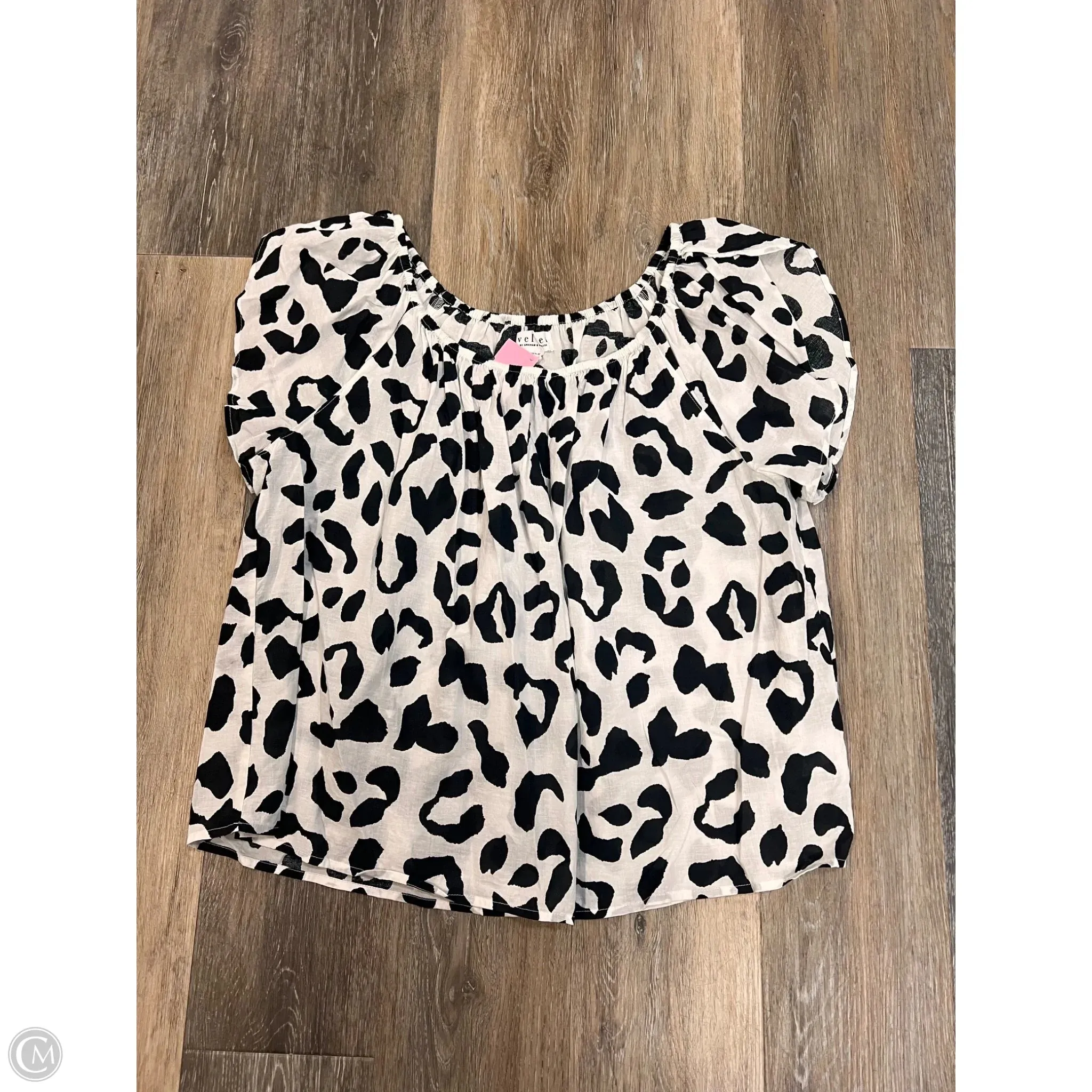 Blouse Short Sleeve By Velvet By Graham & Spencer In Black & White, Size: L UltraLightweight HypoallergenicConstruction