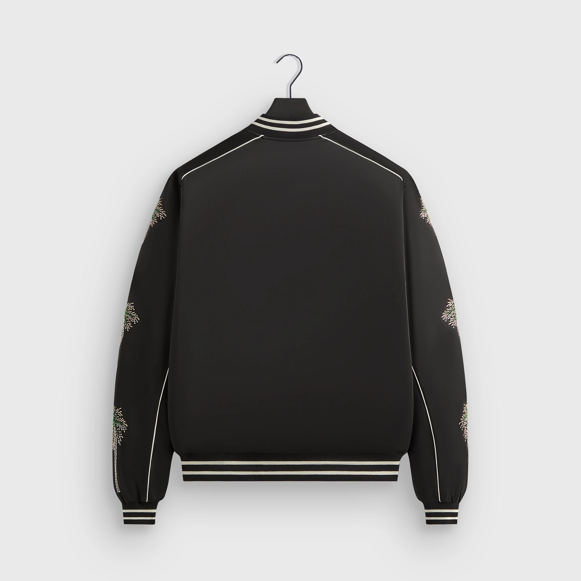 Light Reflective Logos Magnetic Closure Option &Kin Vance Satin Bomber Jacket - Black