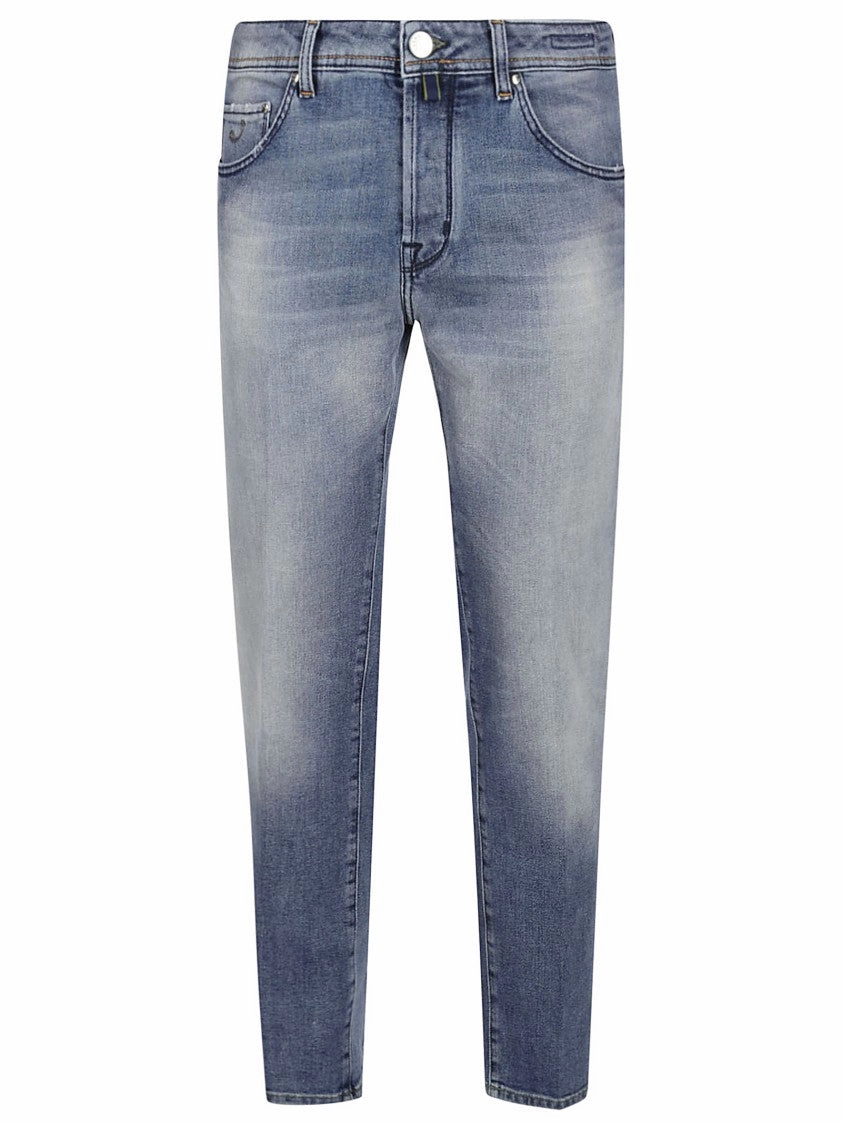 Earthy Soft Morning Stroll Evening Stroll Trend Setter Slim Fit Light Blue Cropped Leg Denim Jeans