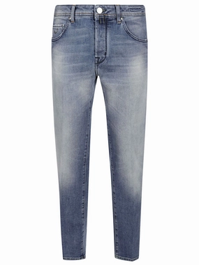 Slim Fit Light Blue Cropped Leg Denim Jeans Vibrant Bold Look Street Fashion Outdoor Ready