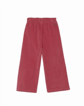 All-Purpose Wear Soft Texture Kid's Velvet Eve Pants In Pink