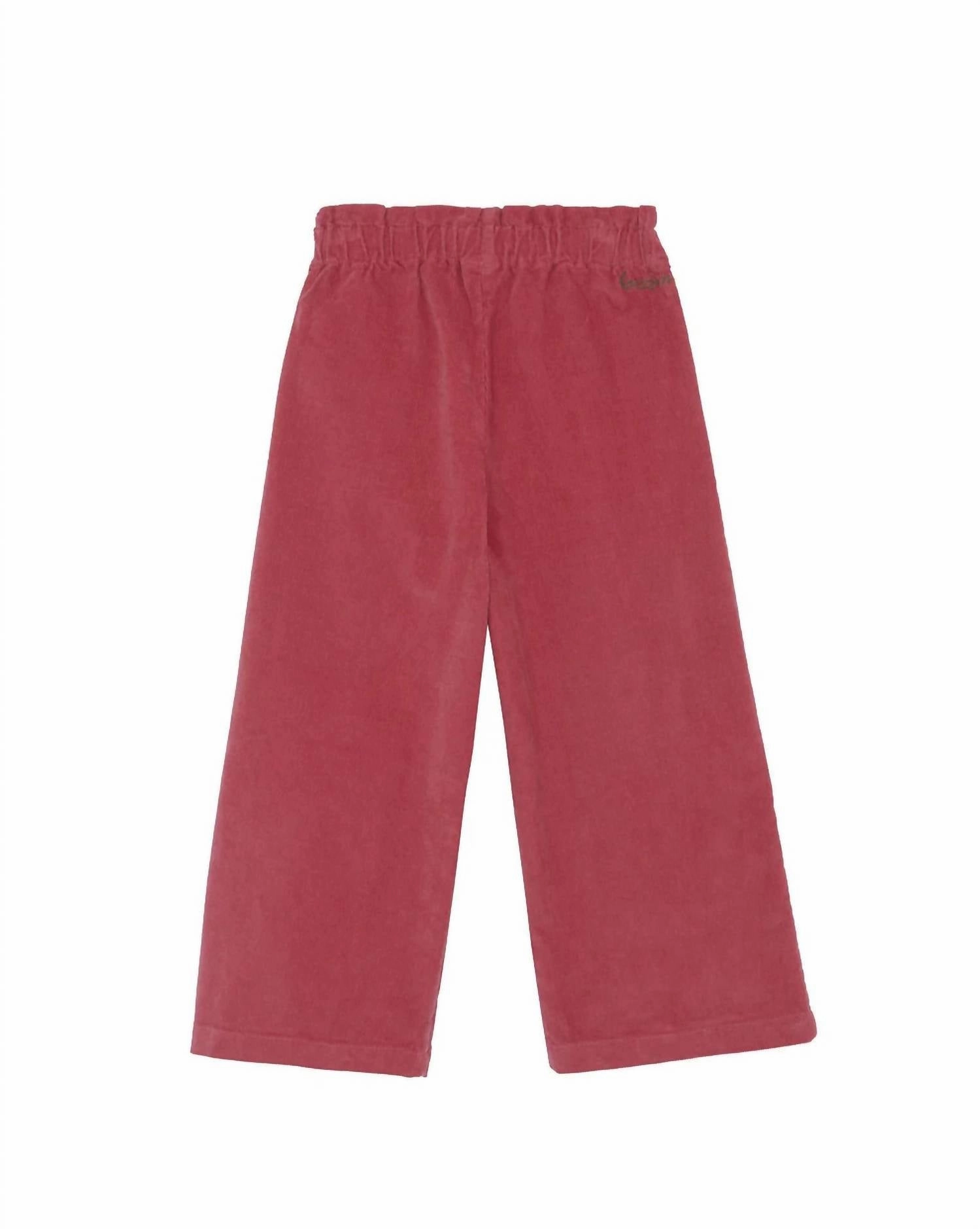 All-Purpose Wear Soft Texture Kid's Velvet Eve Pants In Pink