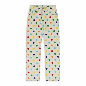 Relaxed Cut WHITE POLKA DOT SKINNY JEANS