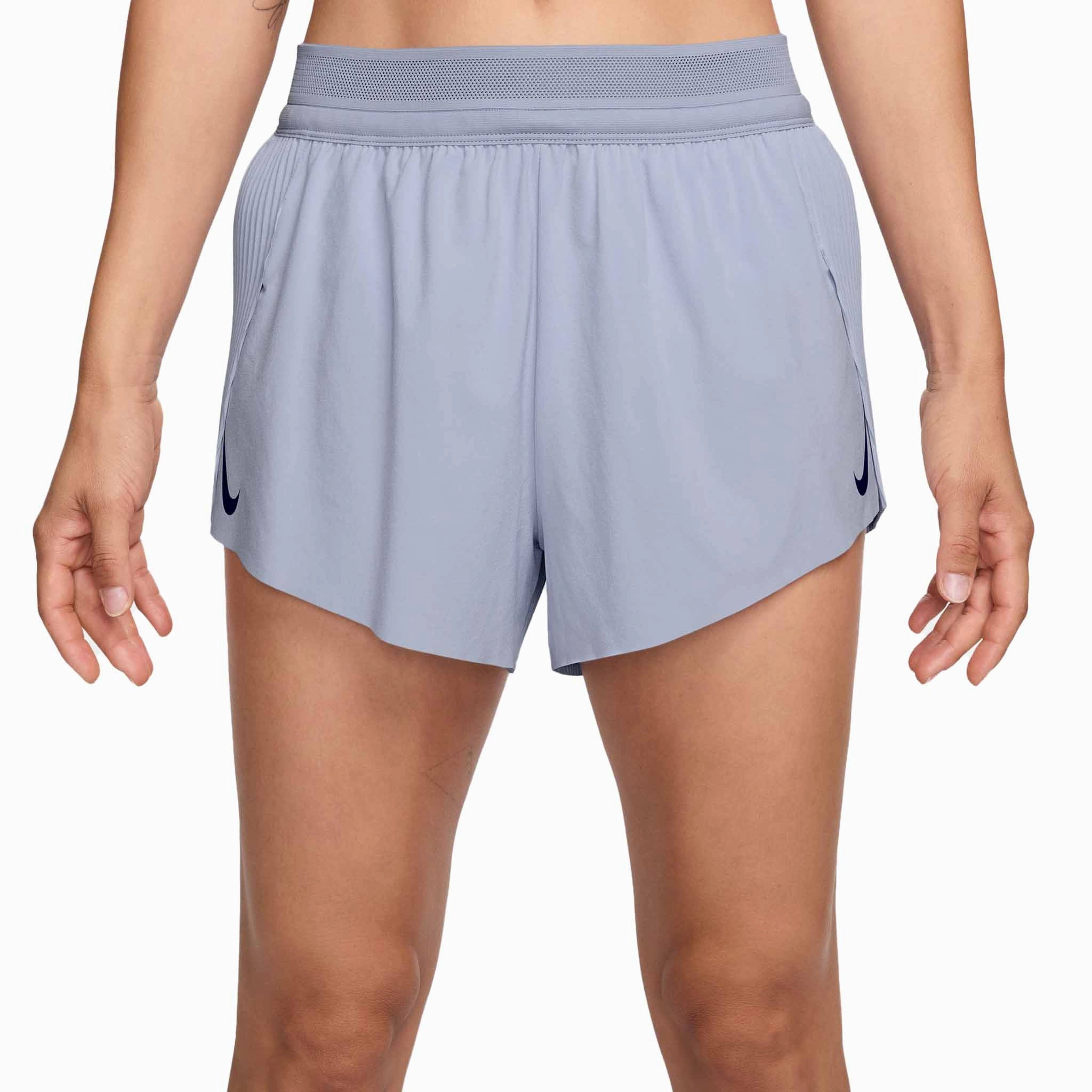 ZeroDistractionWaistband Striped Nike | Women's AeroSwift Dri-FIT ADV Mid-Rise Brief-Lined 3" Running Shorts - Ghost