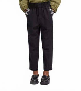 High Rise Embroidered Pants In Black Abrasion Resistant Fabric