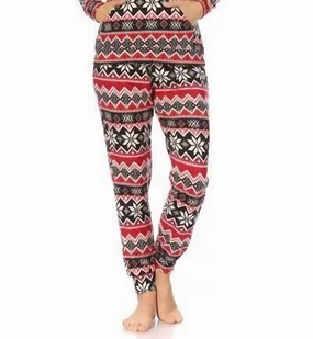 High Neckline Cozy Feel Holiday Hooded Lounge Set Pajamas In Multi