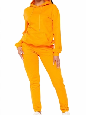 Jersey Fabric Skin Friendly Fabric Hoodie Pant Set In Marigold