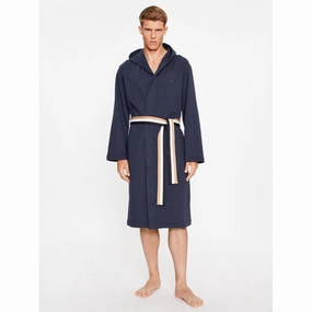Hugo Boss Men's Iconic French Terry Robe, Blue Moisture wicking