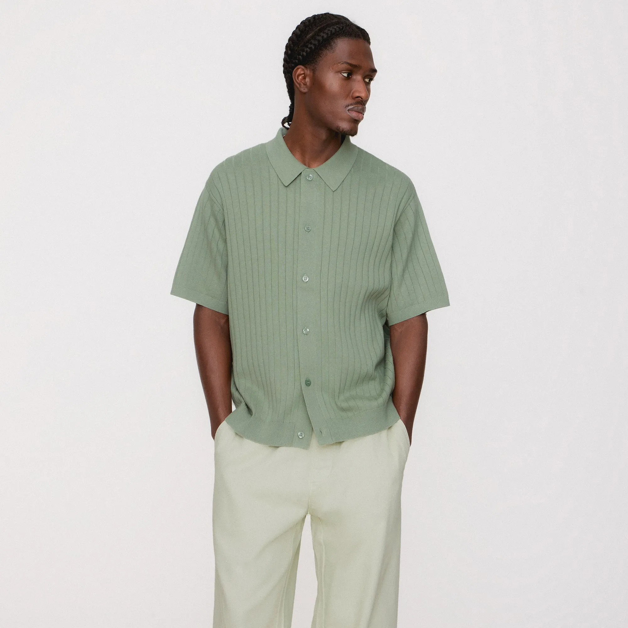 Kith Rhys Knit Stripe Buttondown - Pavilion Camouflage Print Stylish Design