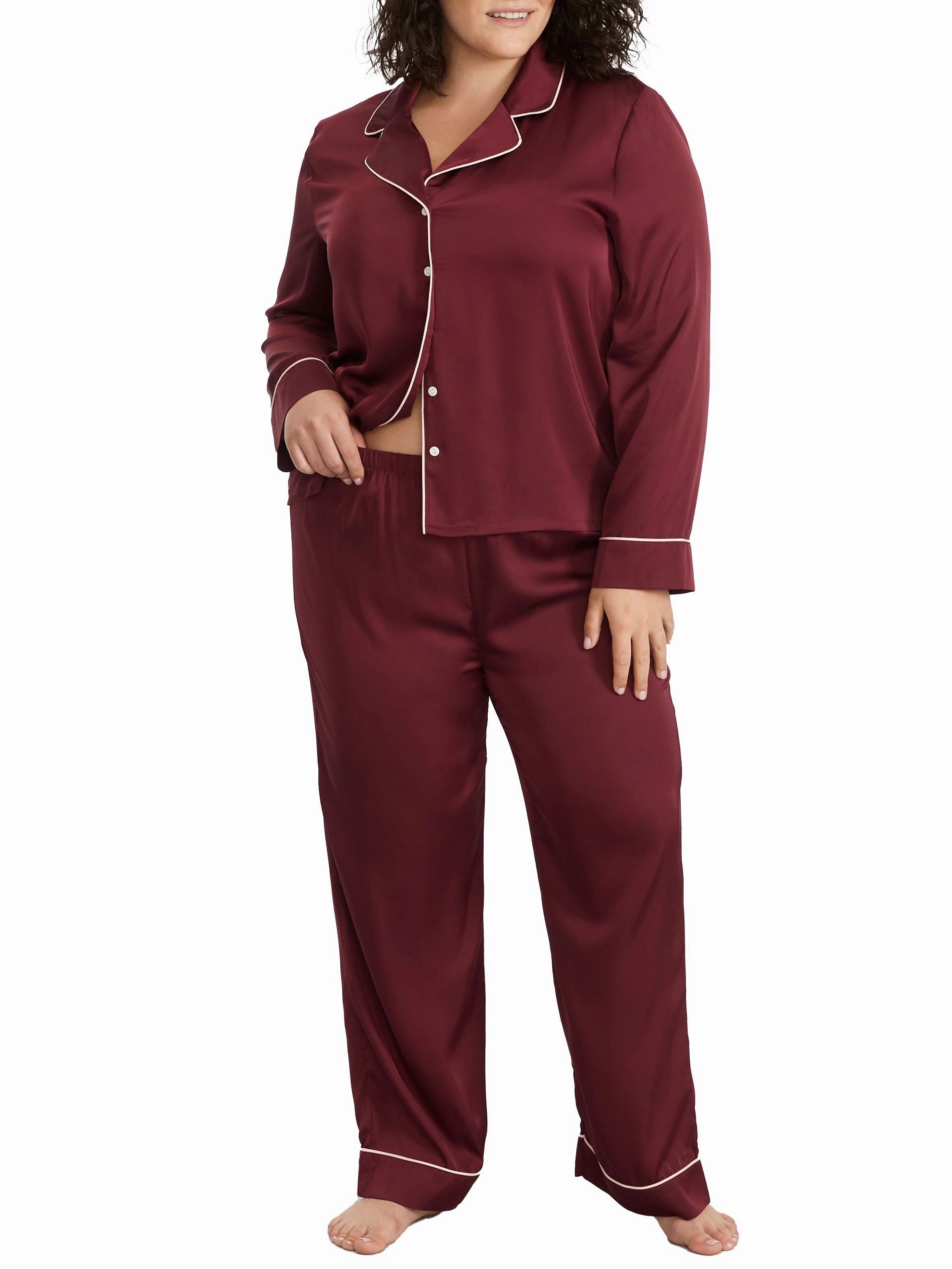 Durable Reinforced Seams Bare Women's Washed Satin Pajama Set