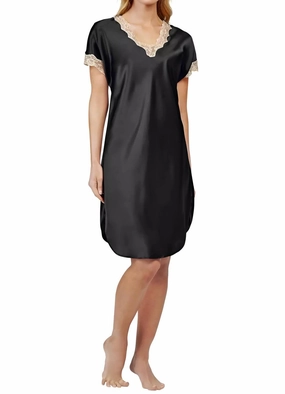 Jersey Fabric Charming Charmeuse Sleep Gown In Black