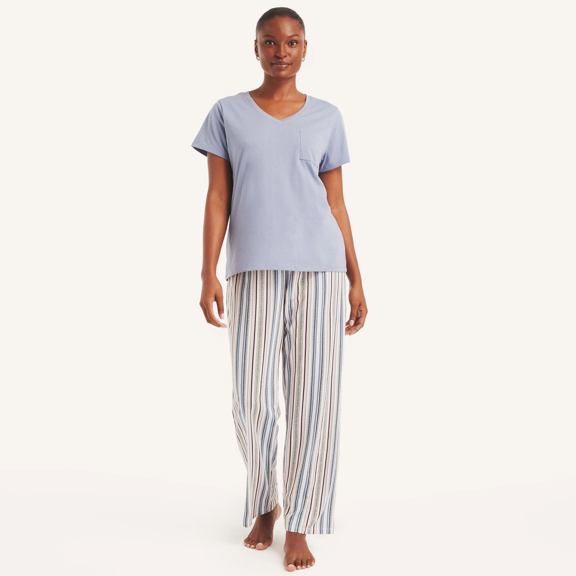 Split hem Relaxed Armhole Cut Nautica Womens Striped Pajama Pant Set