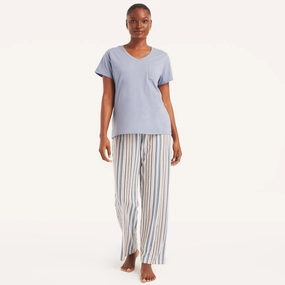 Nautica Womens Striped Pajama Pant Set Oversized Comfort MoistureWicking Material
